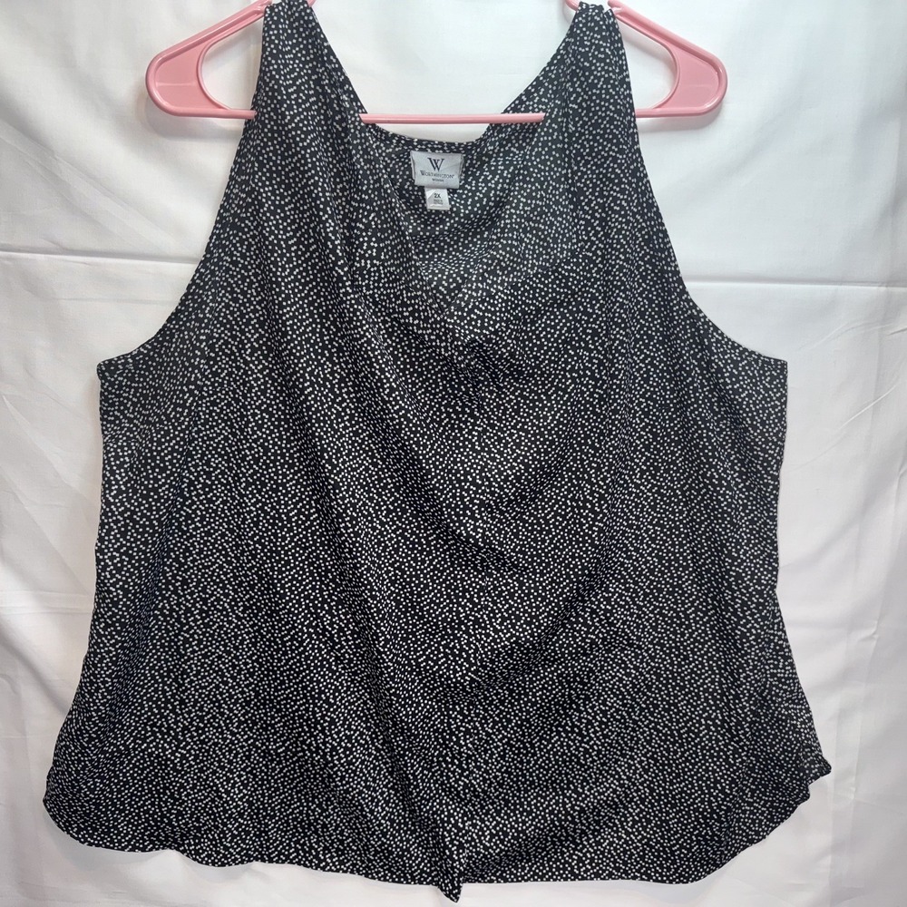 Worthington Women's Plus 2XL Cowl Neck Geometric Print Sleeveless Blouse Work